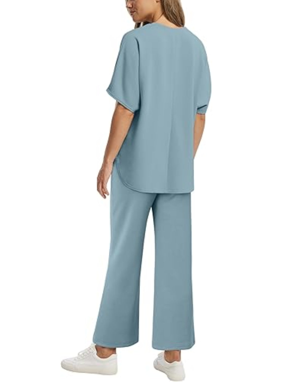 Drawstring Casual Loungewear Wide-Leg 2-Piece Set