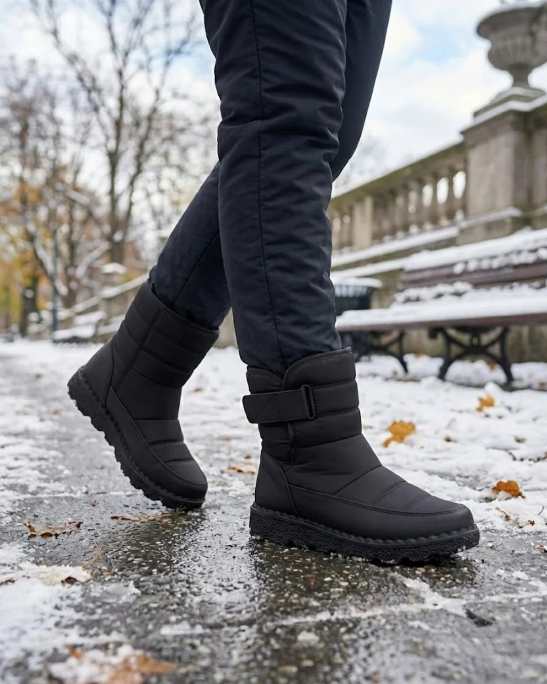 Oksana™ | Quilted hook-and-loop plush-lined snow boots