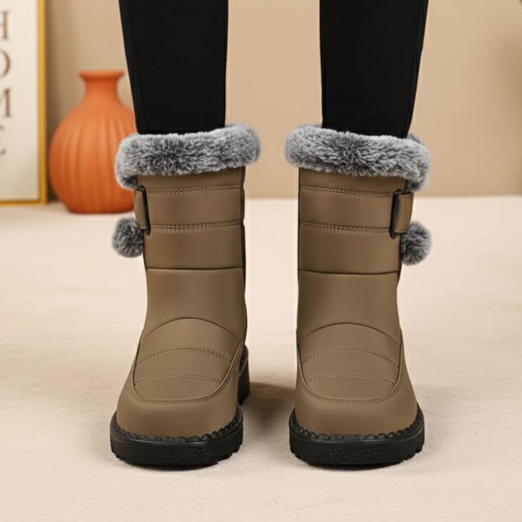 Laura™ | Faux-fur trim buckle winter boots