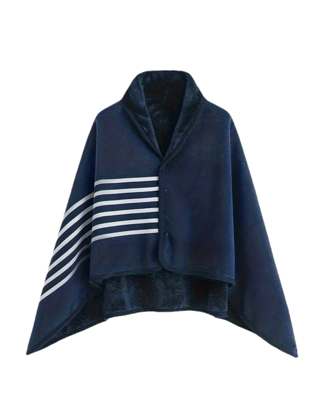 Steela™ | Plaid Fleece-Lined Buttoned Poncho Cape
