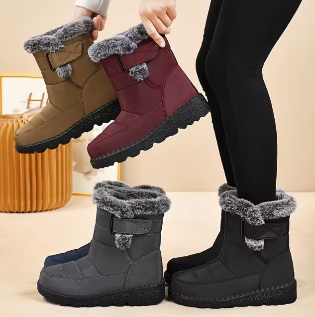 Laura™ | Faux-fur trim buckle winter boots
