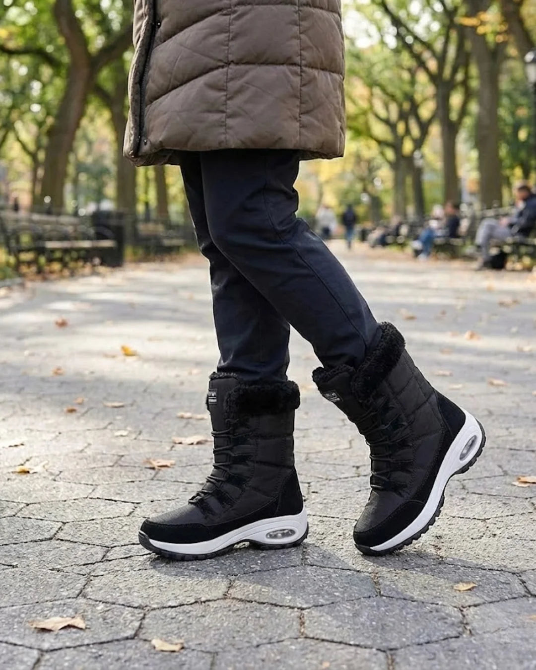 Cecilia™ | Faux-fur cuff lace-up mid-calf snow boots