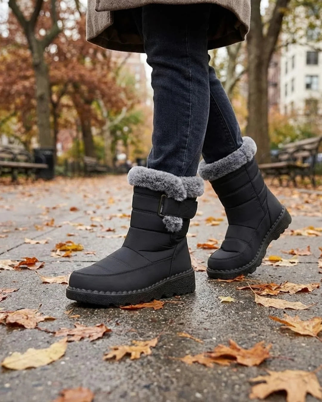 Laura™ | Faux-fur trim buckle winter boots