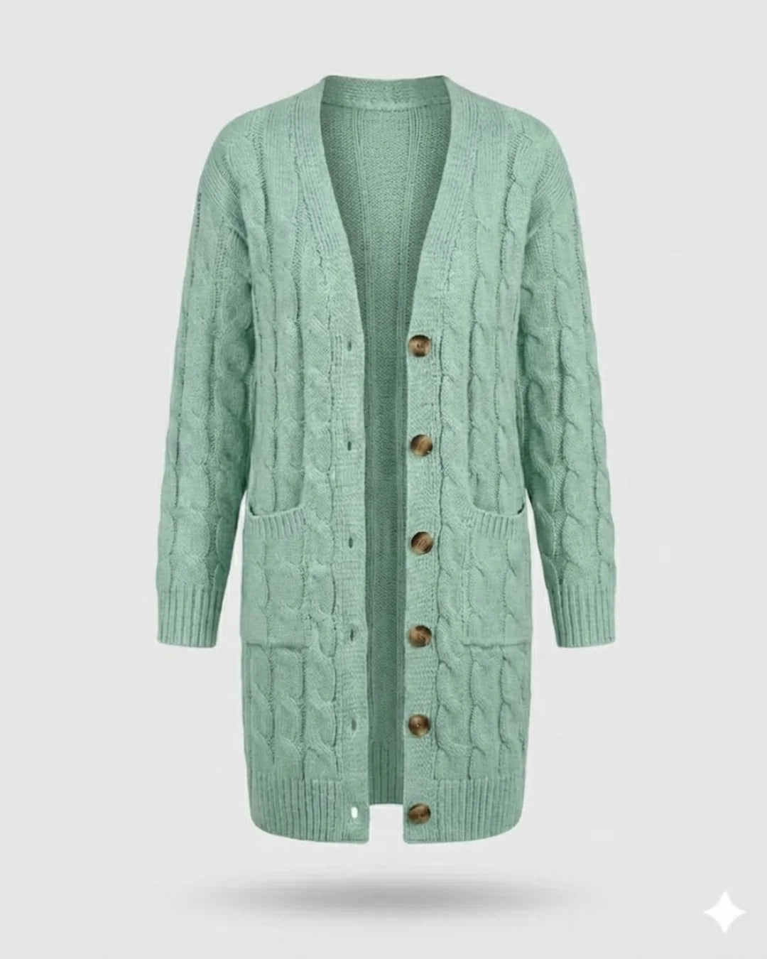 Kiana™ | Cable-Knit Buttoned Mid-Length Cardigan