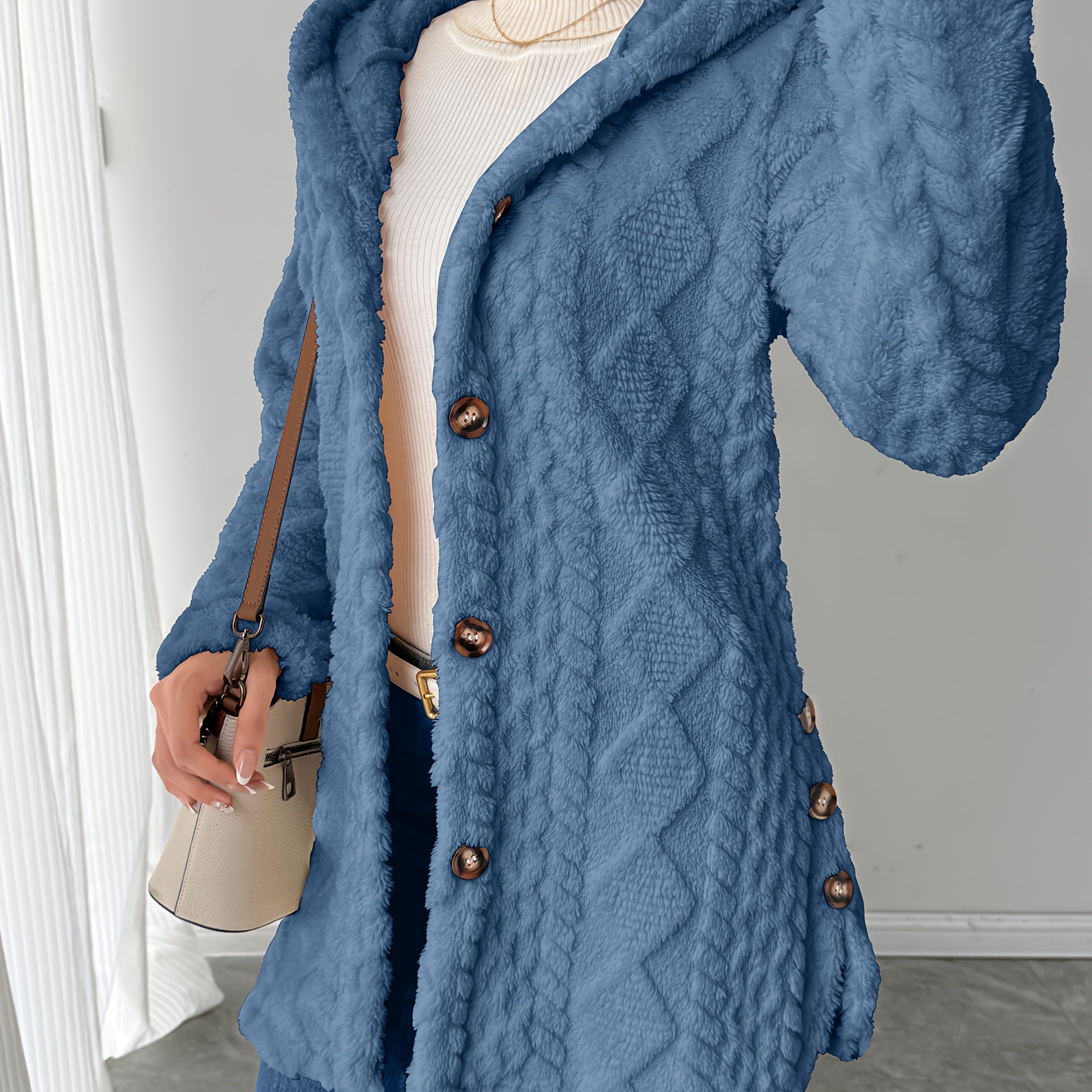Alba™ | Cable-Knit Plush Hooded Cardigan
