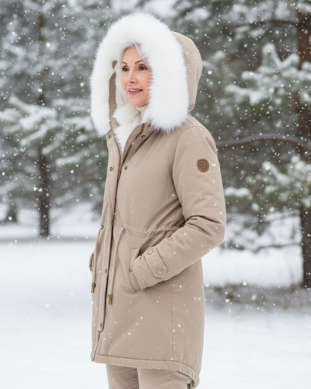 Ceridwen™ | Faux-fur hooded drawstring parka coat