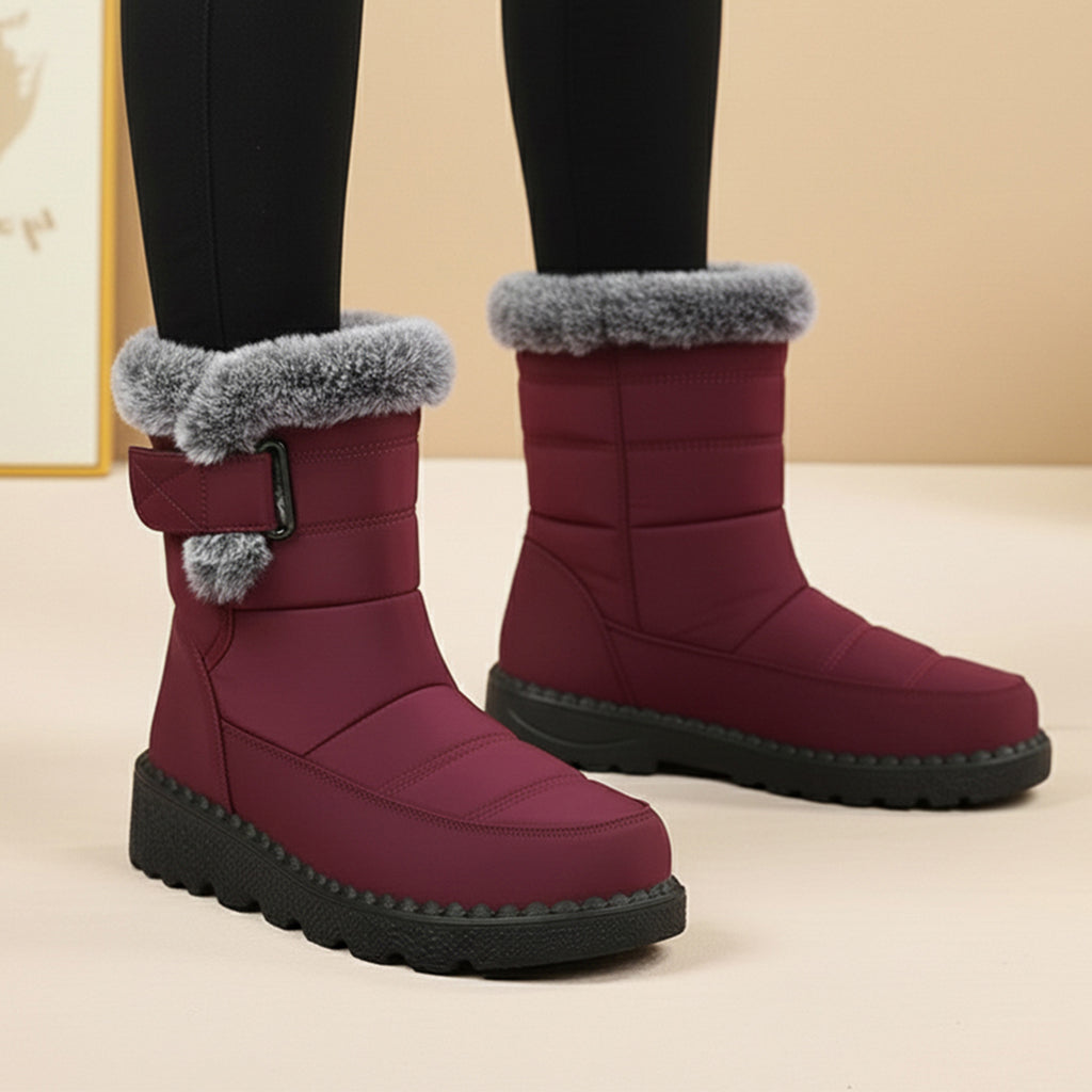 Laura™ | Faux-fur trim buckle winter boots