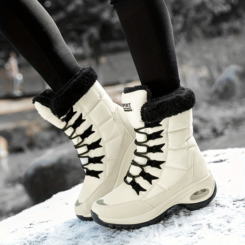 Cecilia™ | Faux-fur cuff lace-up mid-calf snow boots