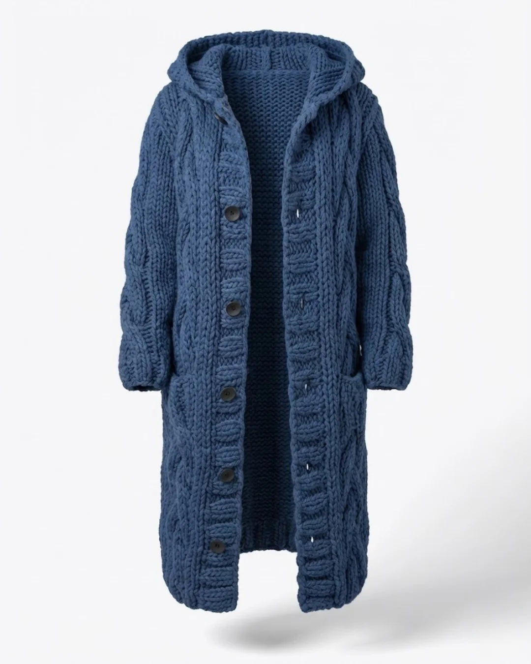 Fancytech™ | Chunky Cable-Knit Hooded Long Coat