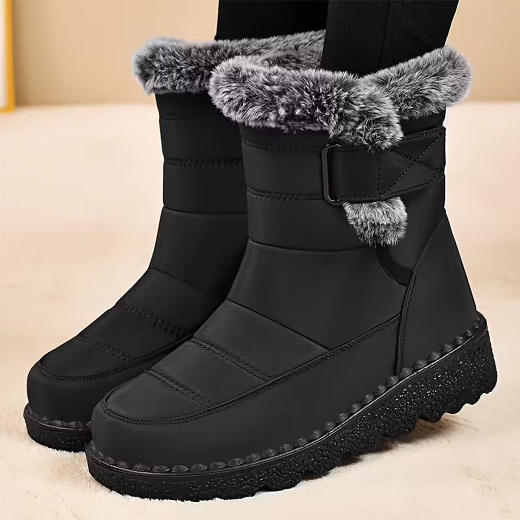 Laura™ | Faux-fur trim buckle winter boots