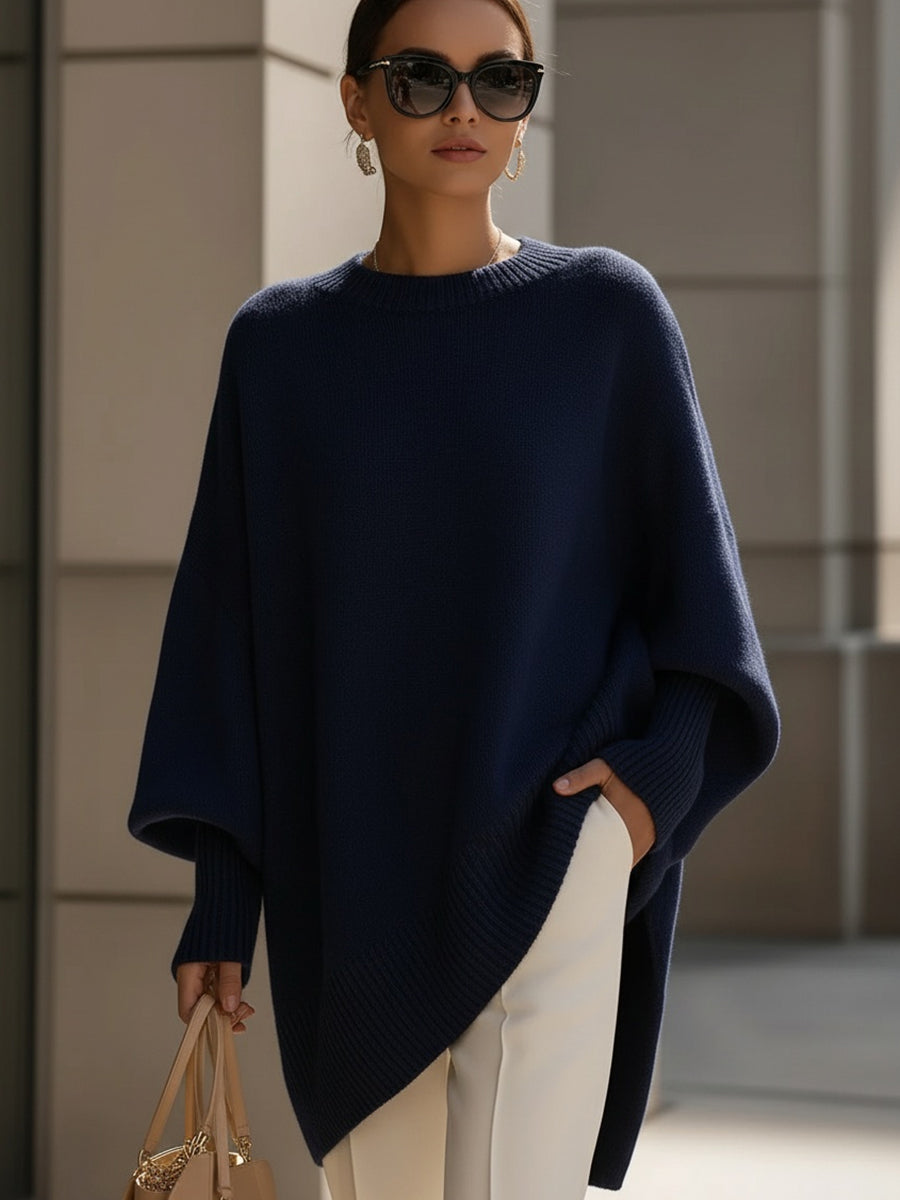 Gardenia™ | Ribbed-cuff crewneck poncho sweater
