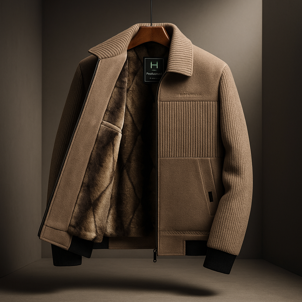 Brown™ | Rib-knit plush-lined zip-up jacket