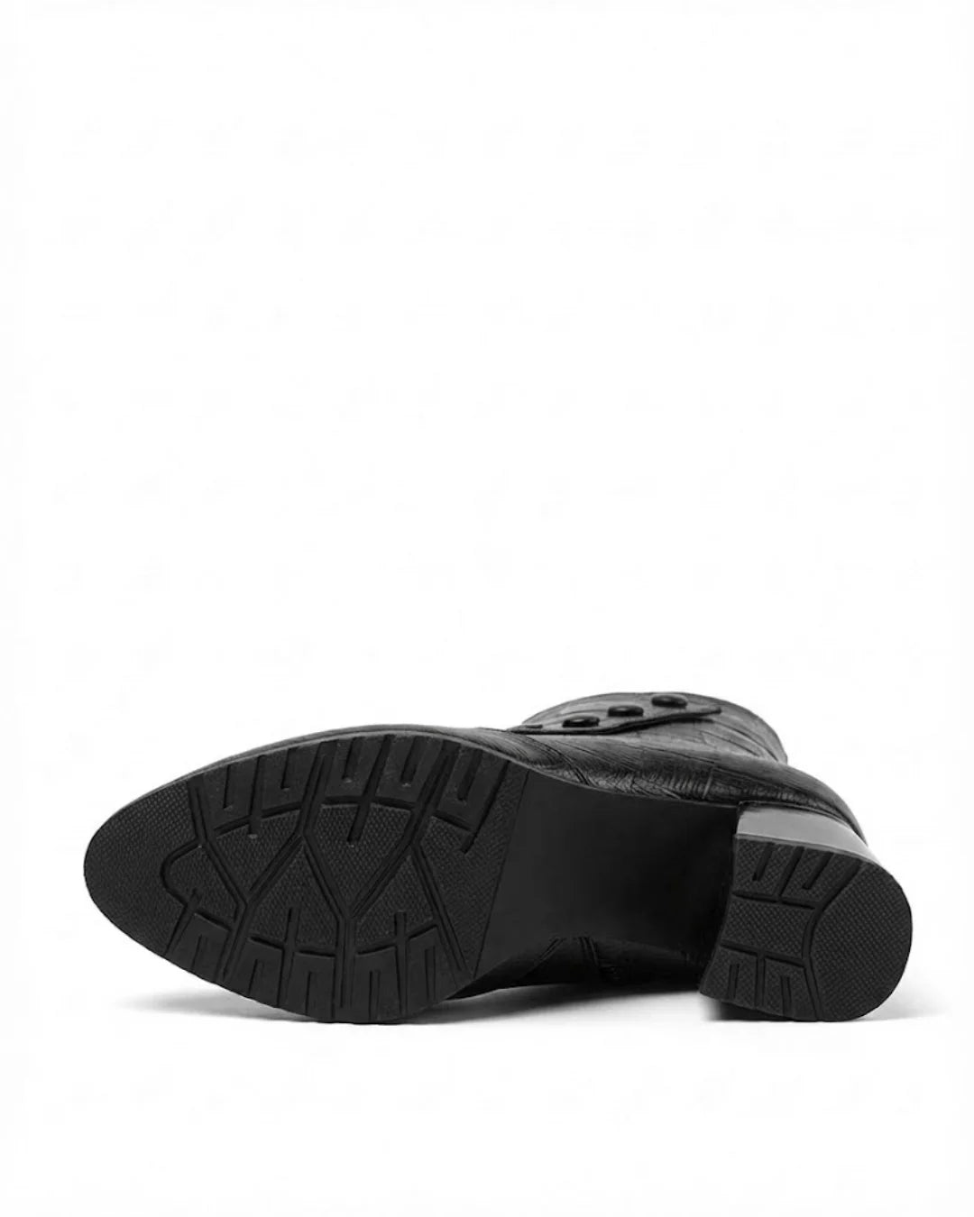 Blanca™ | Croc-embossed foldover cuff heeled ankle boots