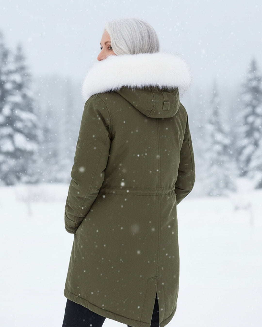 Ceridwen™ | Faux-fur hooded drawstring parka coat
