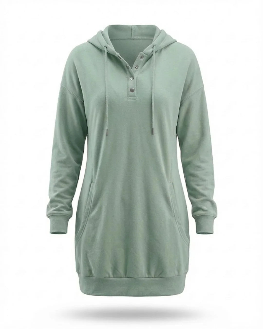 Fiorenza™ | Hooded Henley sweatshirt dress