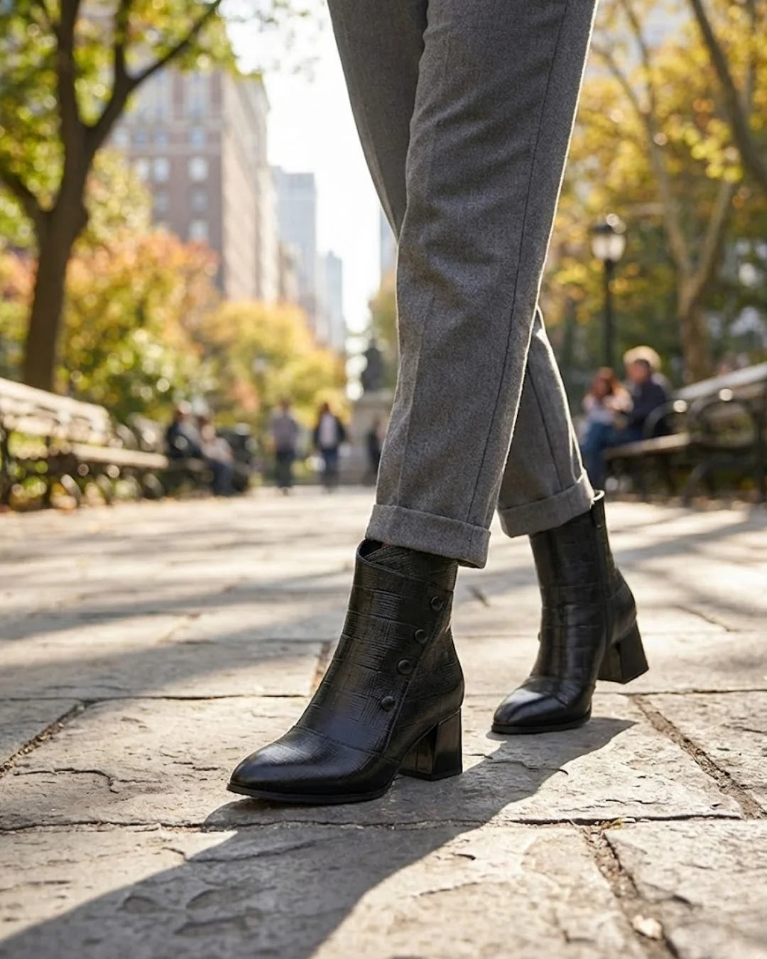 Blanca™ | Croc-embossed foldover cuff heeled ankle boots