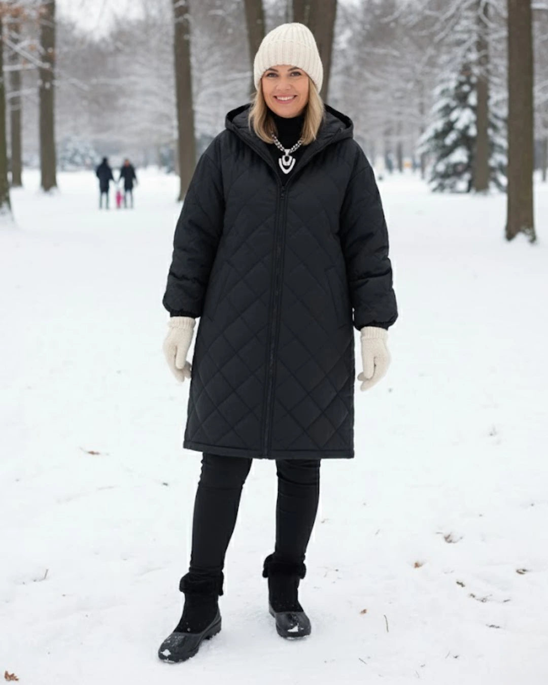 Calista™ | Quilted Zip-Front Hooded Longline Puffer Coat Plus-Size