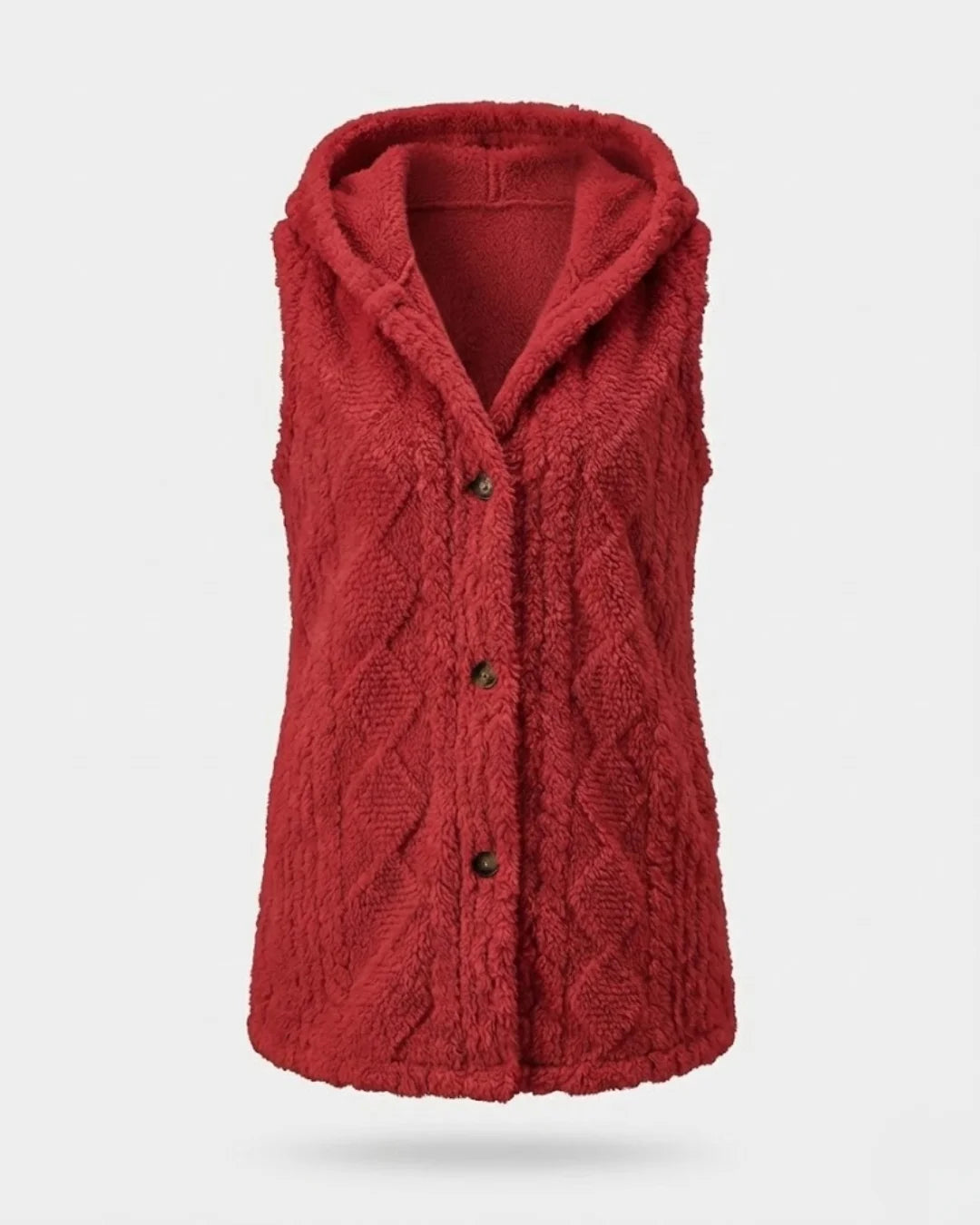 Laetitia™ | Hooded Textured Buttoned Sleeveless Vest