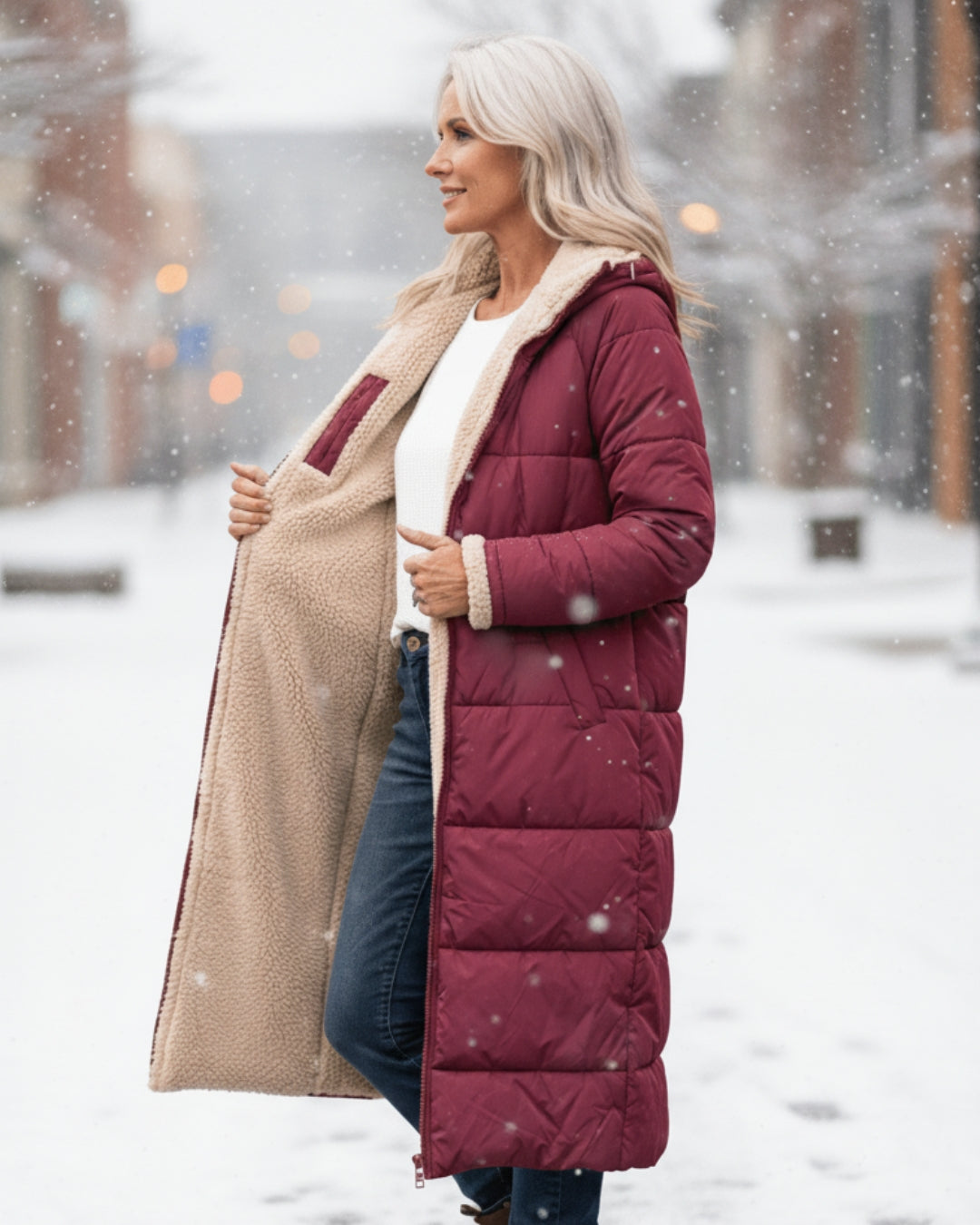Helena™ | Hooded sherpa-lined puffer coat