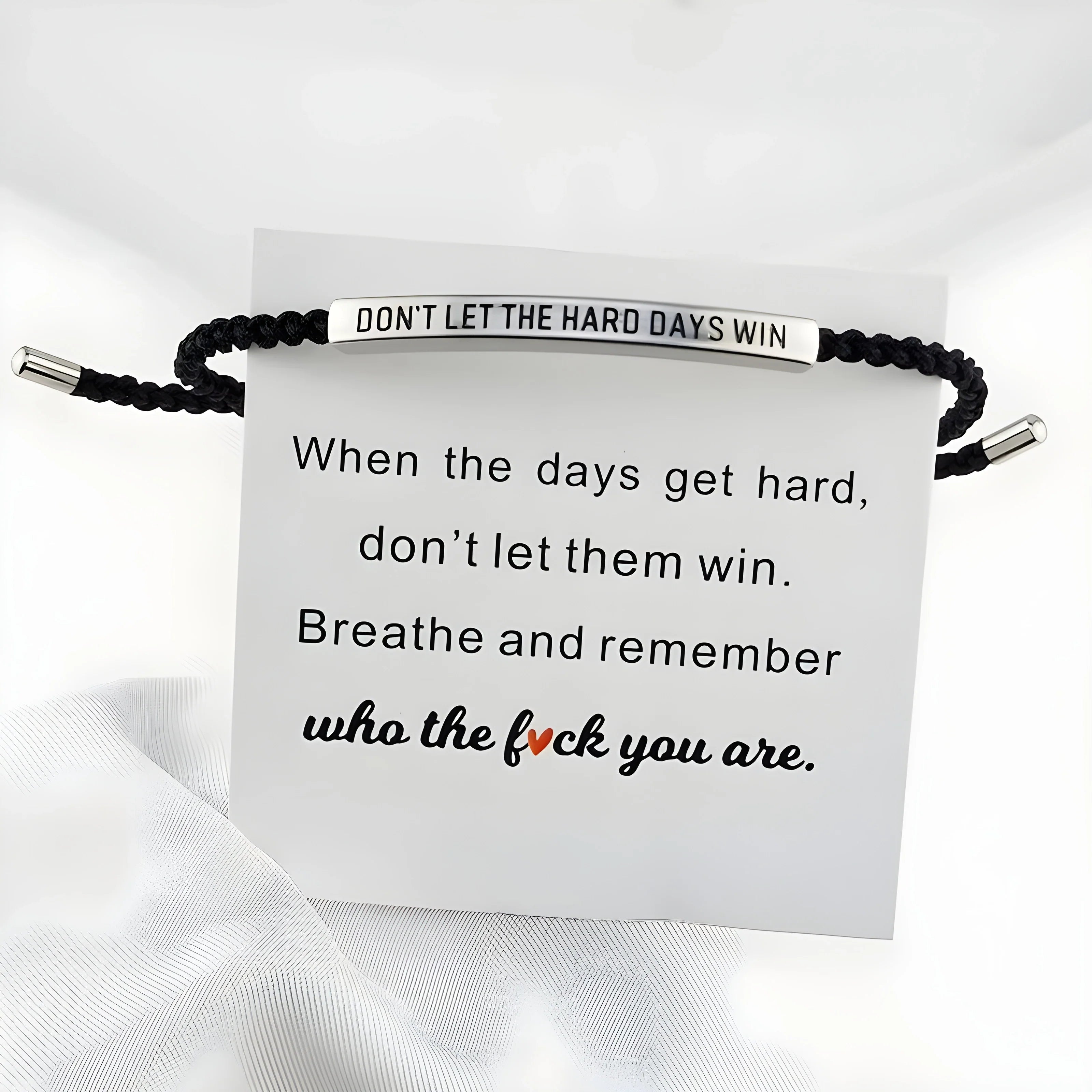 Engraved Inspirational Quote Adjustable Cord Bracelet