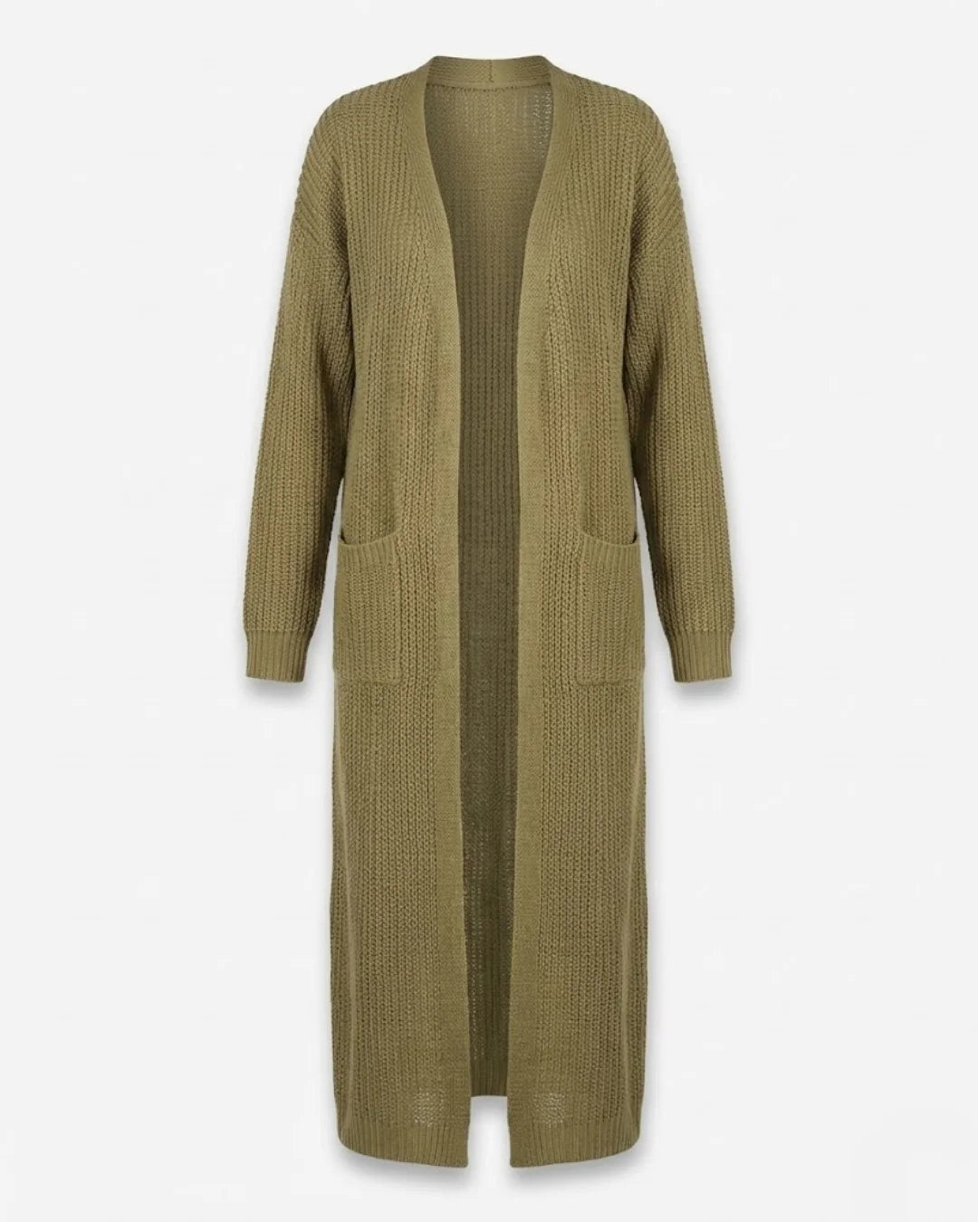 Giada™ | Open-Front Pocket Long Knit Cardigan