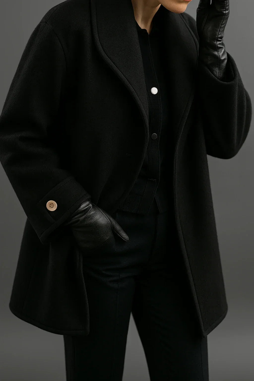 Synthia™ | Long Coat with Shawl Collar