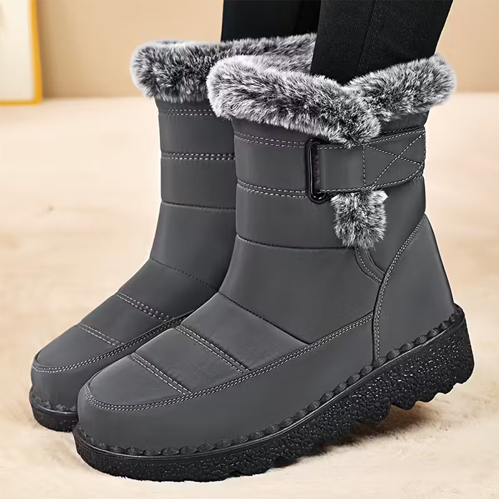 Laura™ | Faux-fur trim buckle winter boots