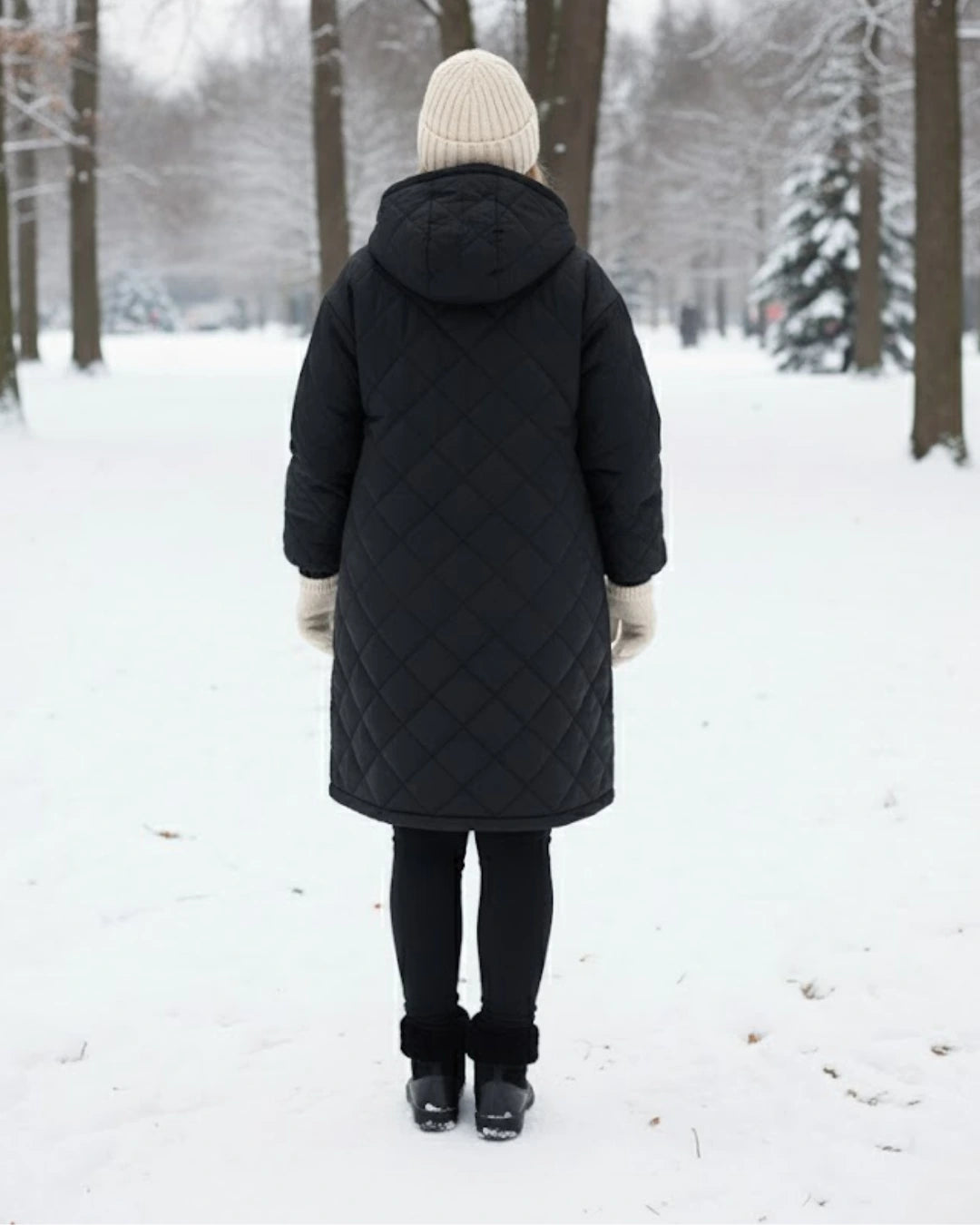 Calista™ | Quilted Zip-Front Hooded Longline Puffer Coat Plus-Size