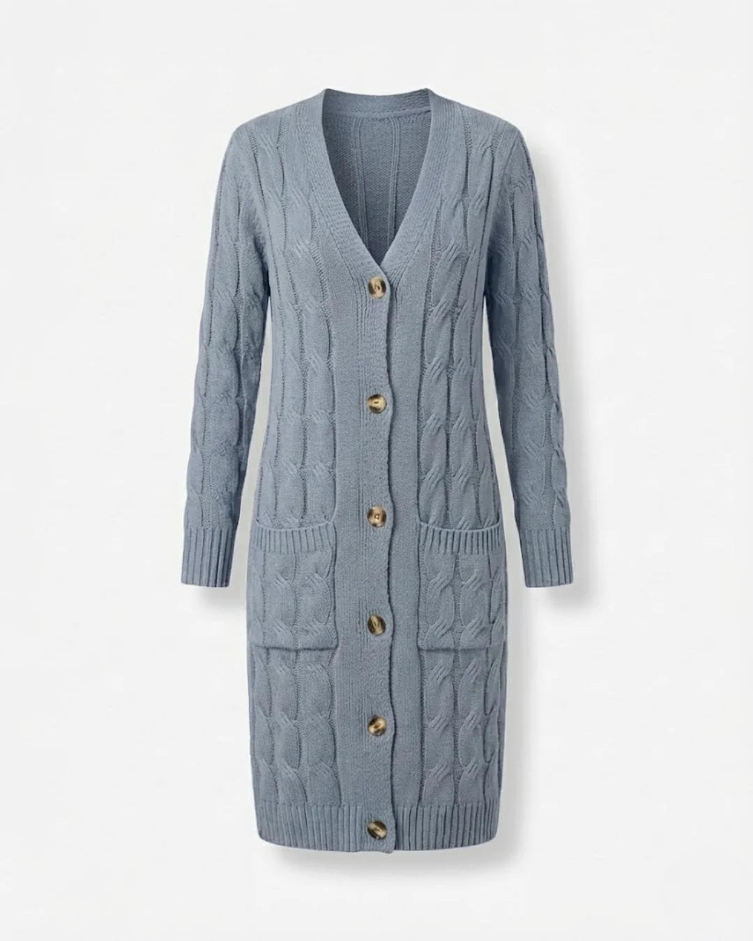 Jael™ | Cable-Knit Buttoned Long Cardigan Dress