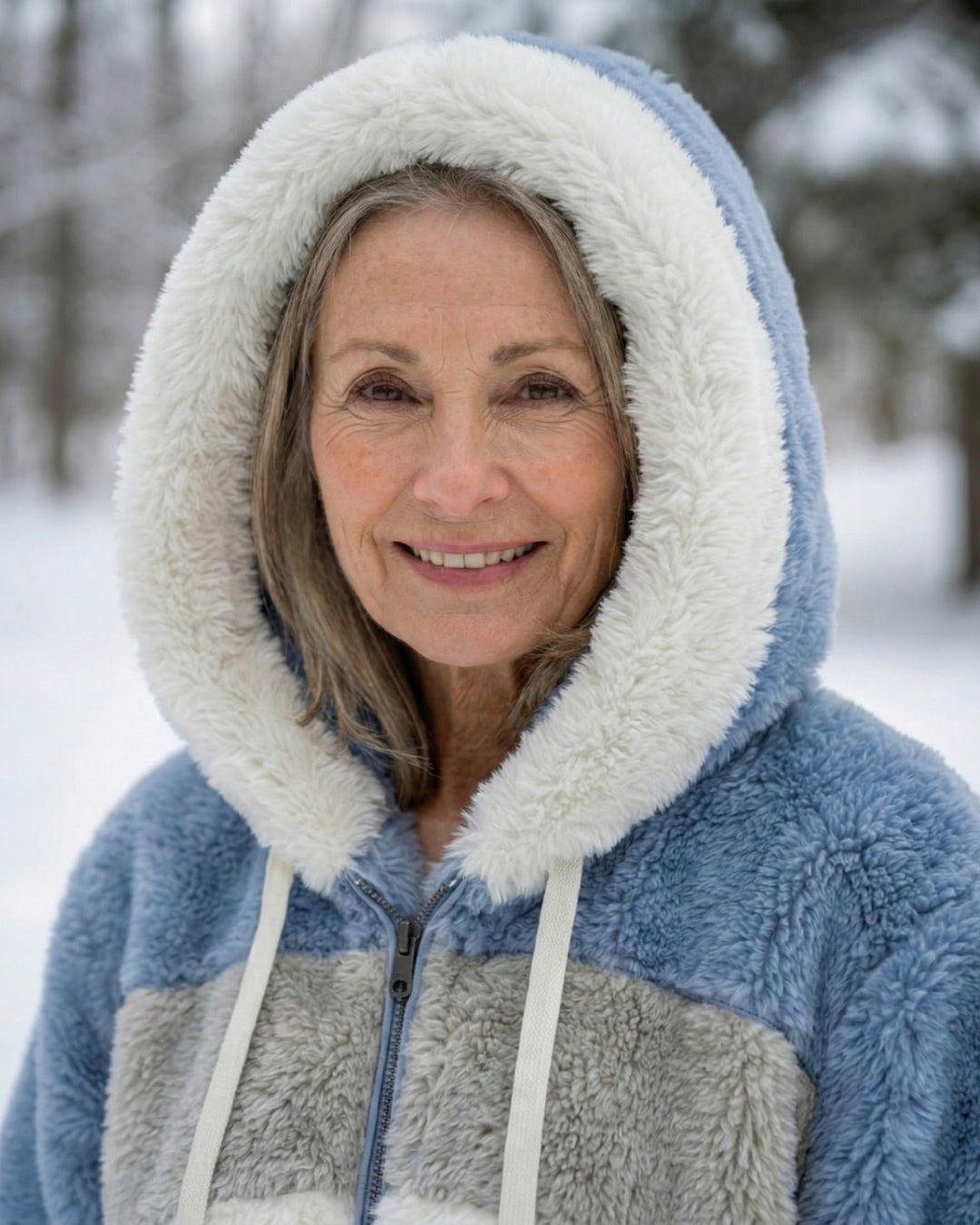 Cassandra™ | Hooded zip-front colorblock sherpa jacket