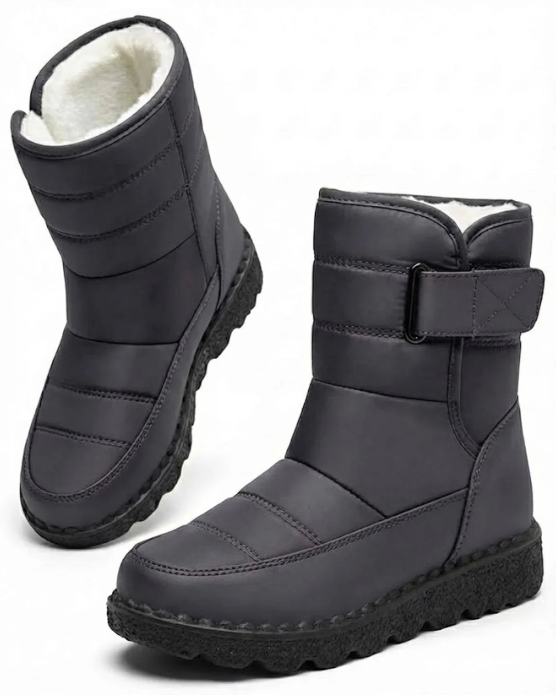 Oksana™ | Quilted hook-and-loop plush-lined snow boots