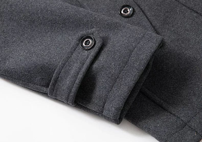 Zack™ | Wool-blend military coat with zip-in stand collar