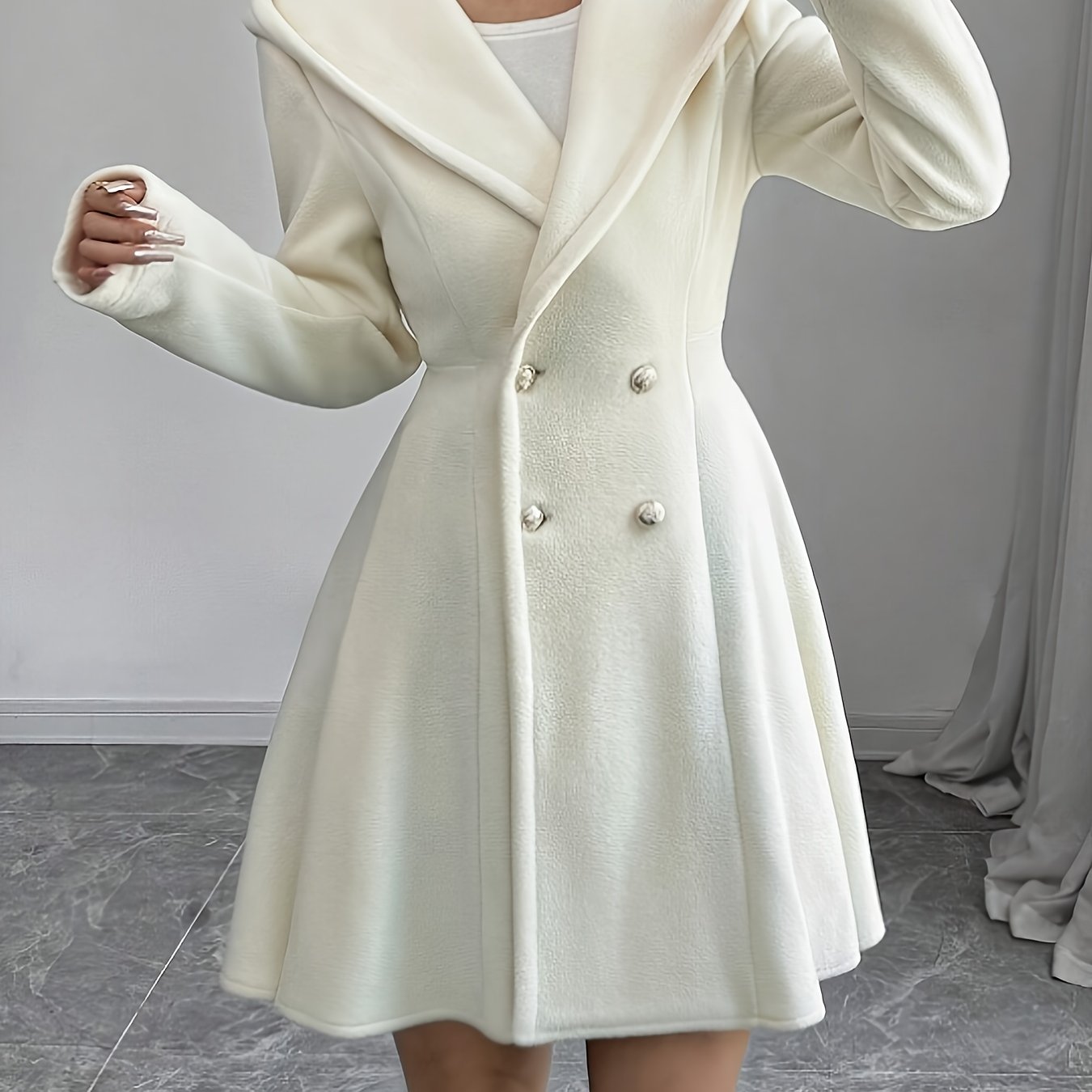 Vianne™ | Wide-Lapel Double-Breasted Fit-and-Flare Coat