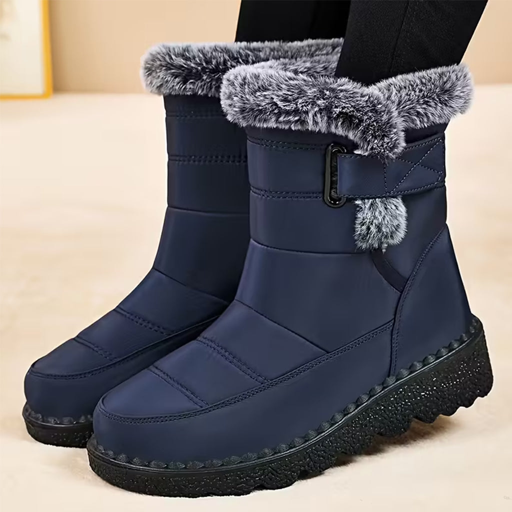 Laura™ | Faux-fur trim buckle winter boots