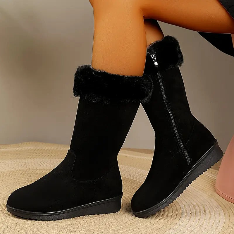 Sanela™ | Side-Zip Plush-Lined Mid-Calf Boots