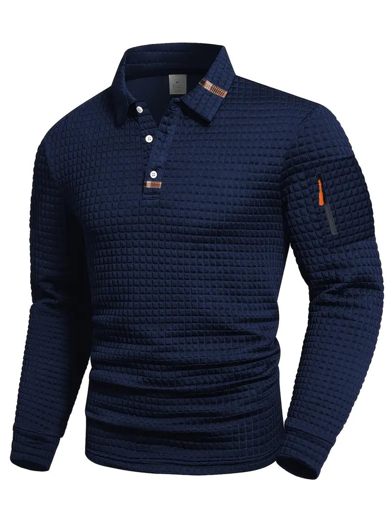 Luis™ | Quilted zip-pocket long-sleeve polo