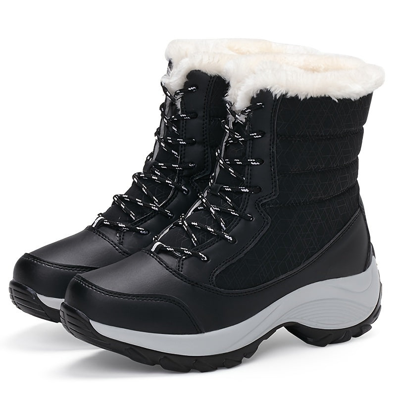 Clarice™ | Faux-fur cuff lace-up winter snow boots