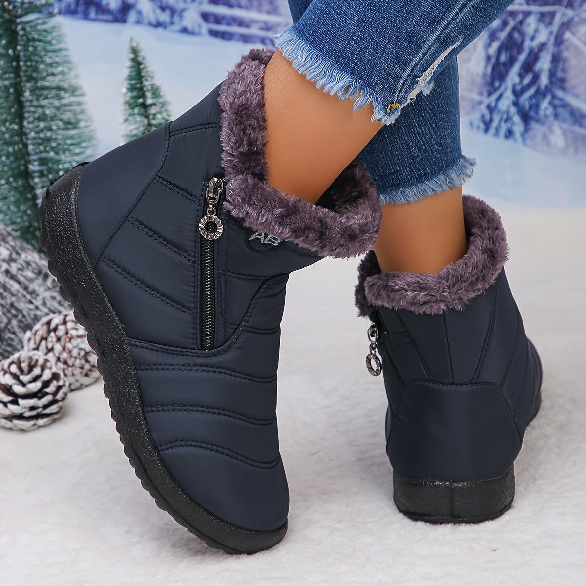 Lucero™ | Quilted Fleece-Lined Zip Winter Boots