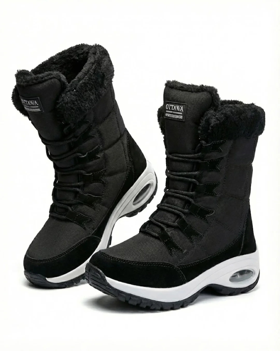 Cecilia™ | Faux-fur cuff lace-up mid-calf snow boots