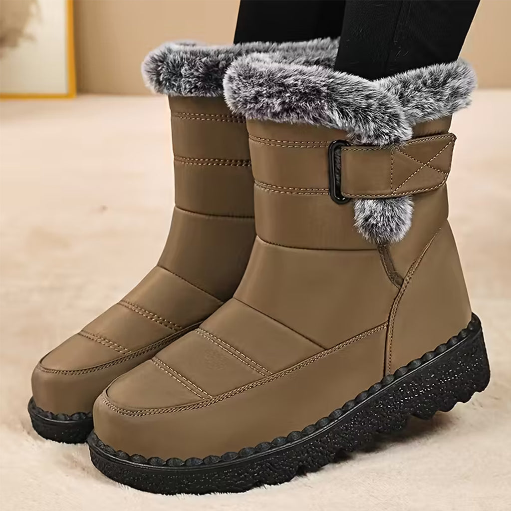 Laura™ | Faux-fur trim buckle winter boots