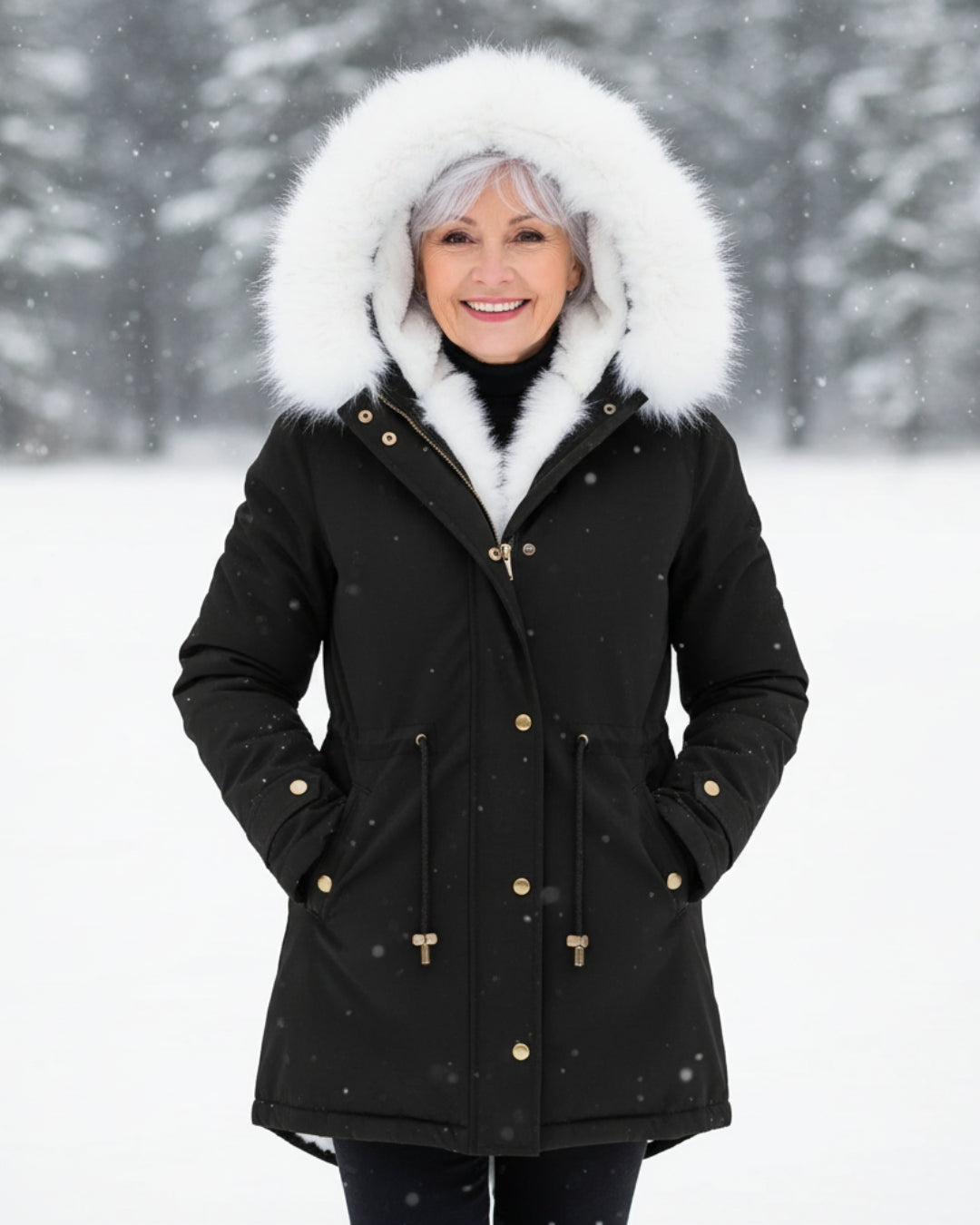 Ceridwen™ | Faux-fur hooded drawstring parka coat