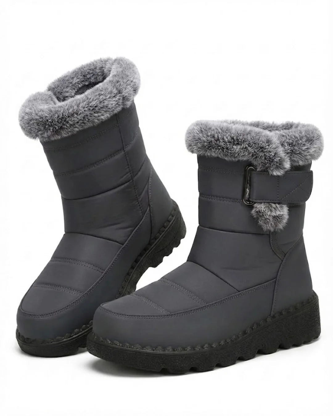 Laura™ | Faux-fur trim buckle winter boots
