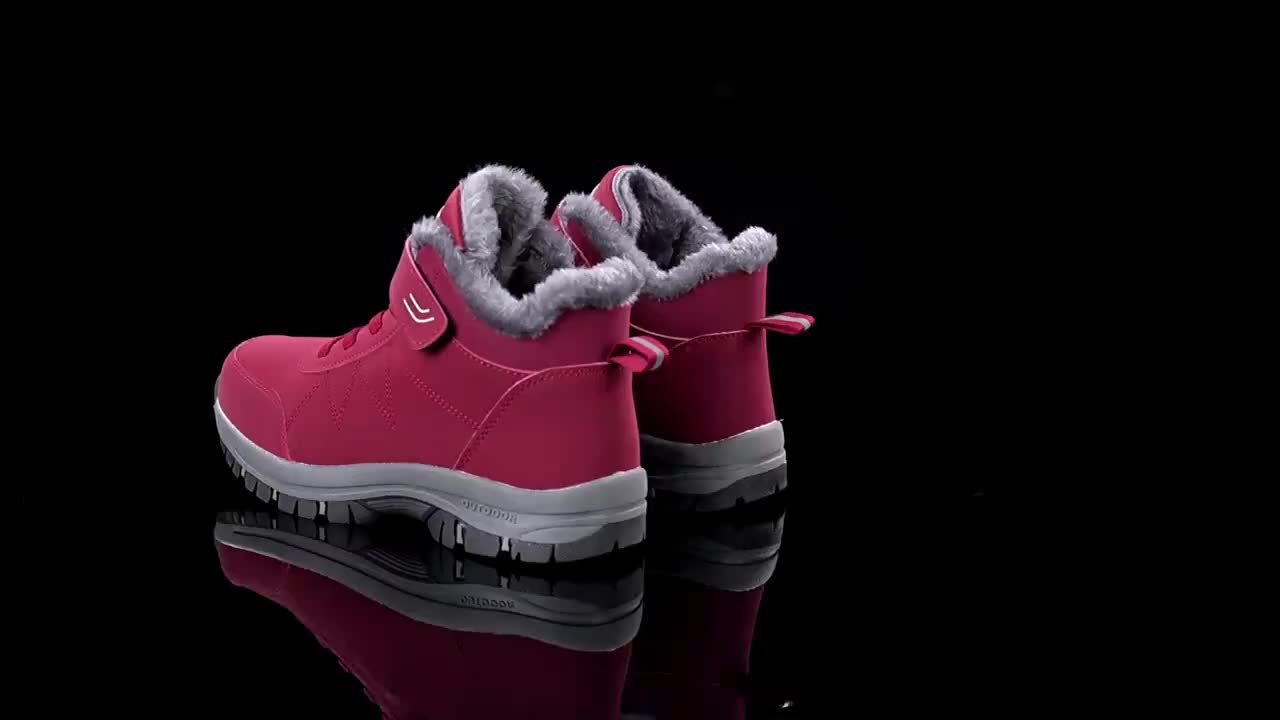 Benedetta™ | Plush-lined hook-and-loop lace-up hiking ankle boots