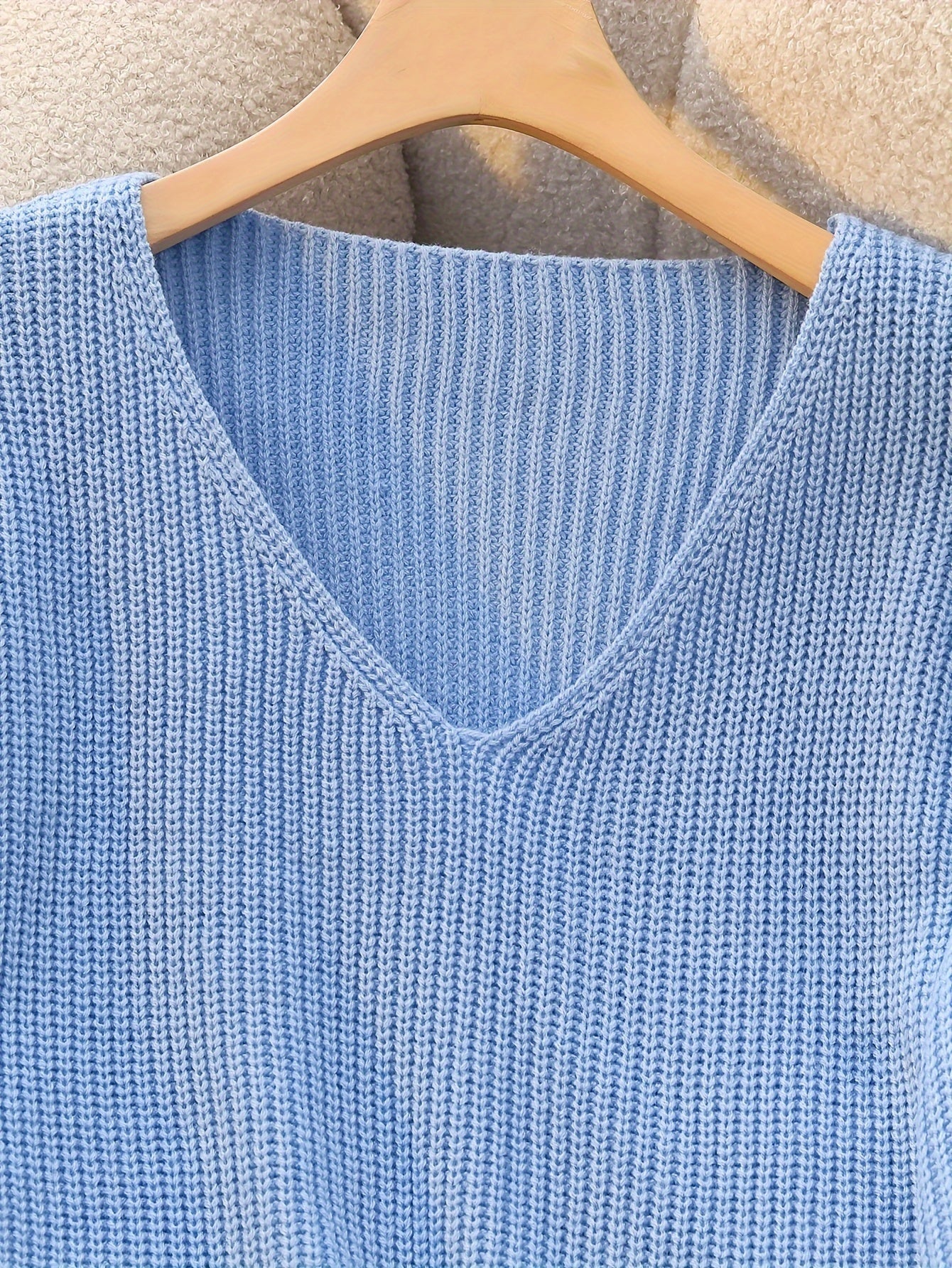Vivian™ | Ribbed Knit Button-Cuff V-Neck Sweater