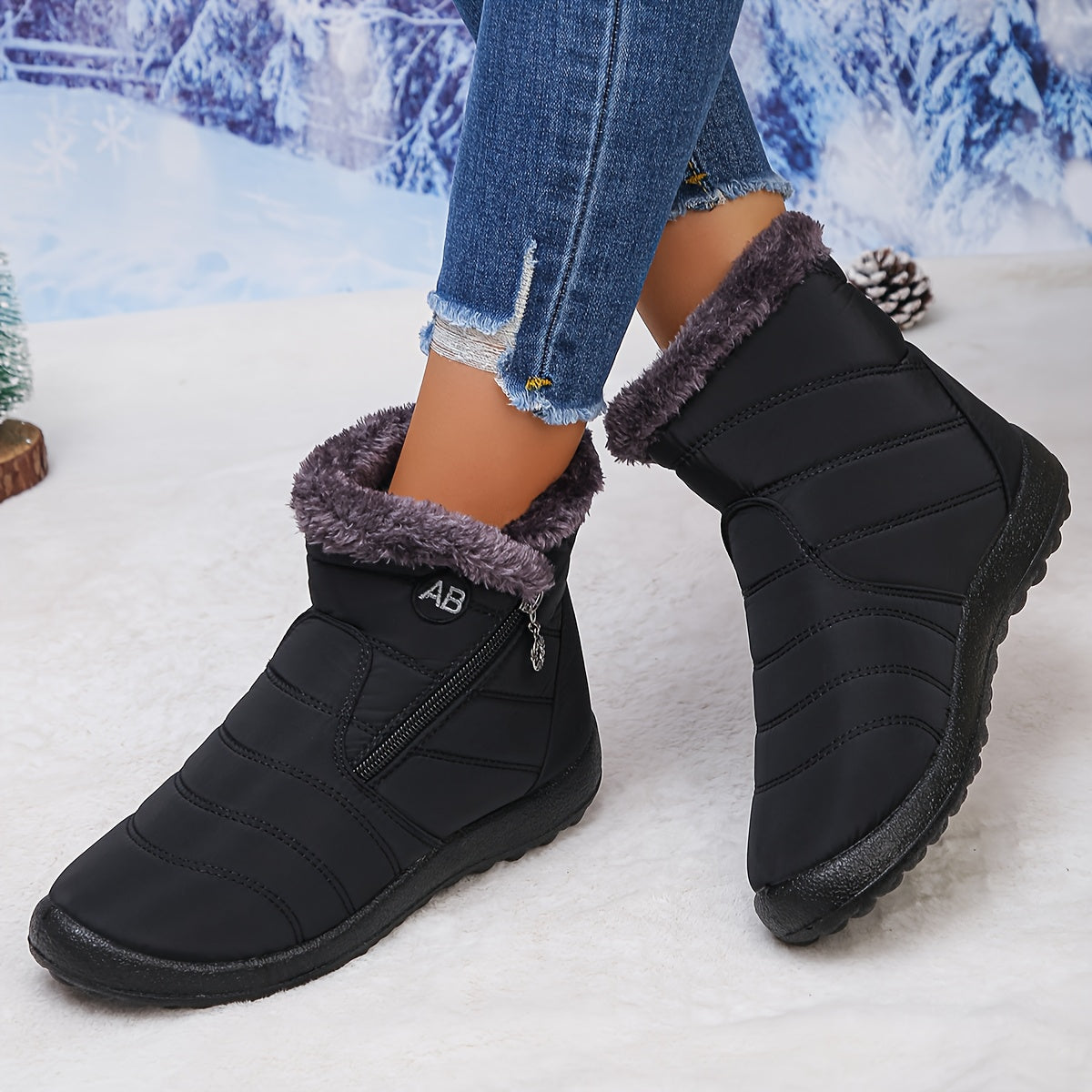 Lucero™ | Quilted Fleece-Lined Zip Winter Boots