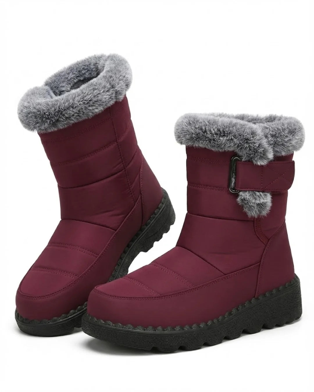 Laura™ | Faux-fur trim buckle winter boots