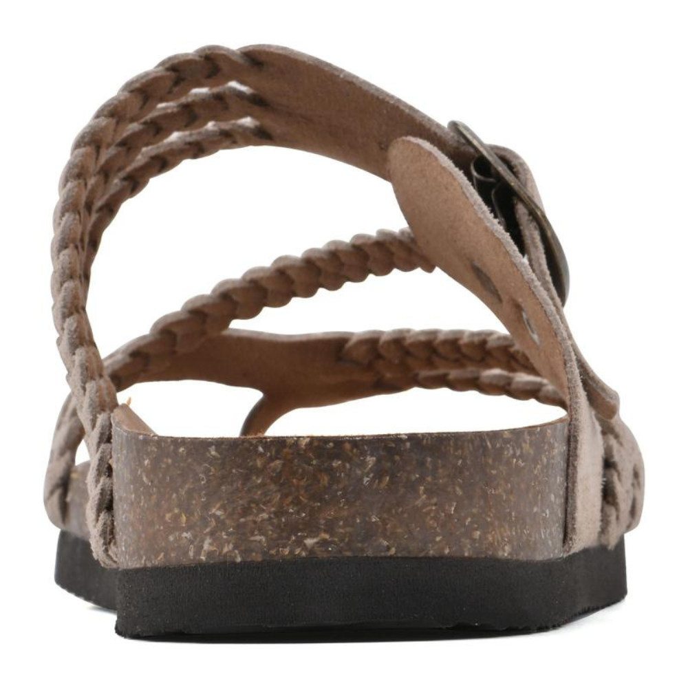 Braided-Strap Boho Cork-Footbed Slide Sandals