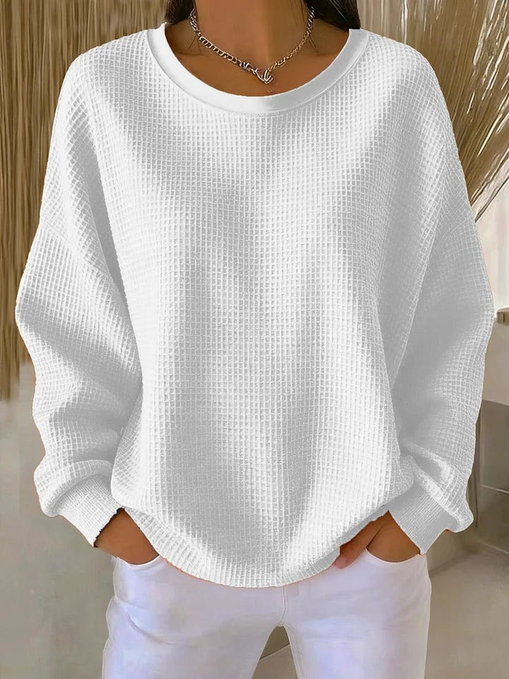 Edda™ | Waffle-knit relaxed crewneck sweatshirt