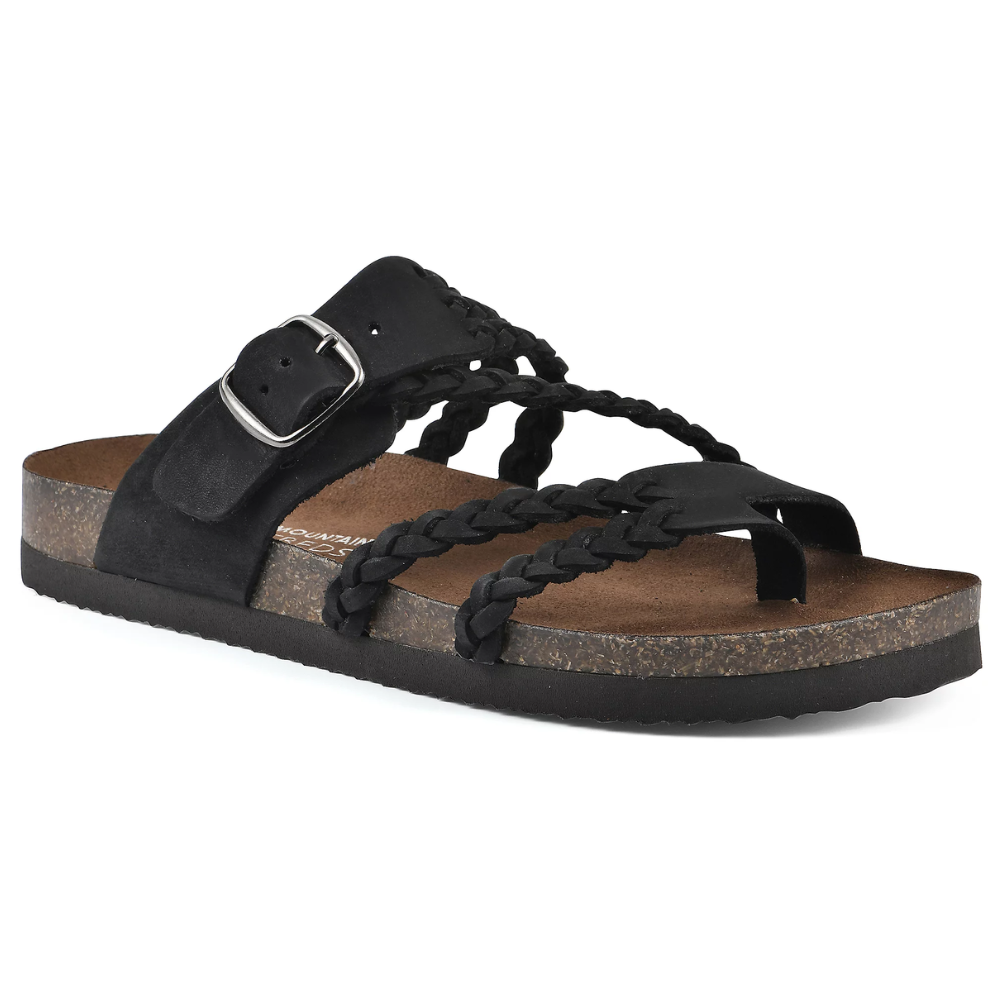 Braided-Strap Boho Cork-Footbed Slide Sandals