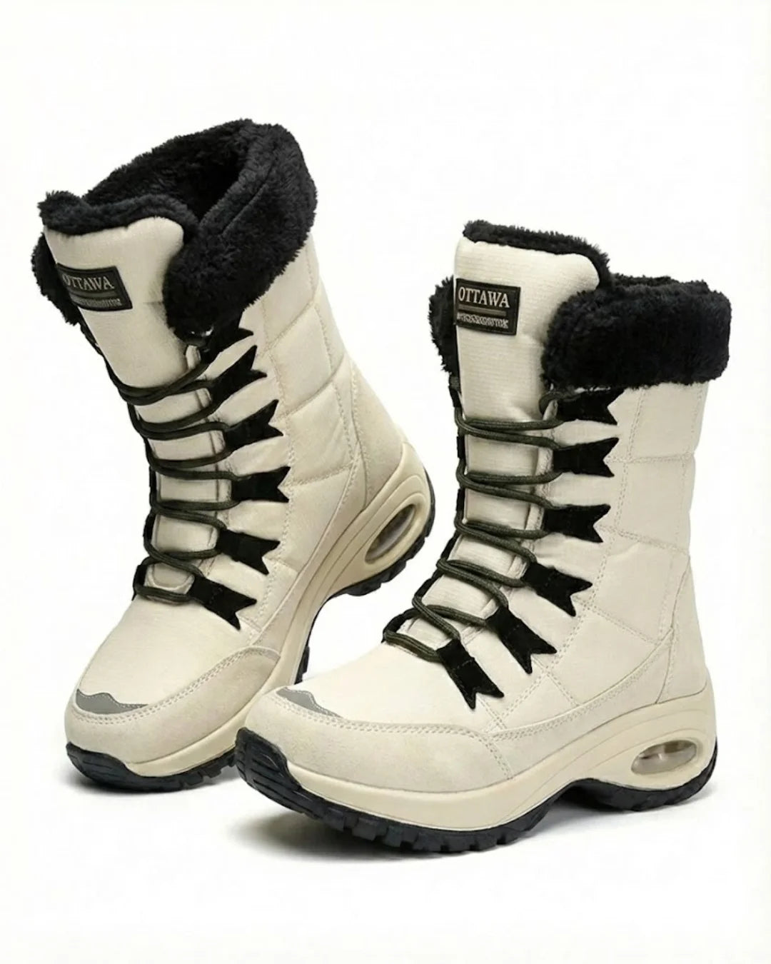 Cecilia™ | Faux-fur cuff lace-up mid-calf snow boots